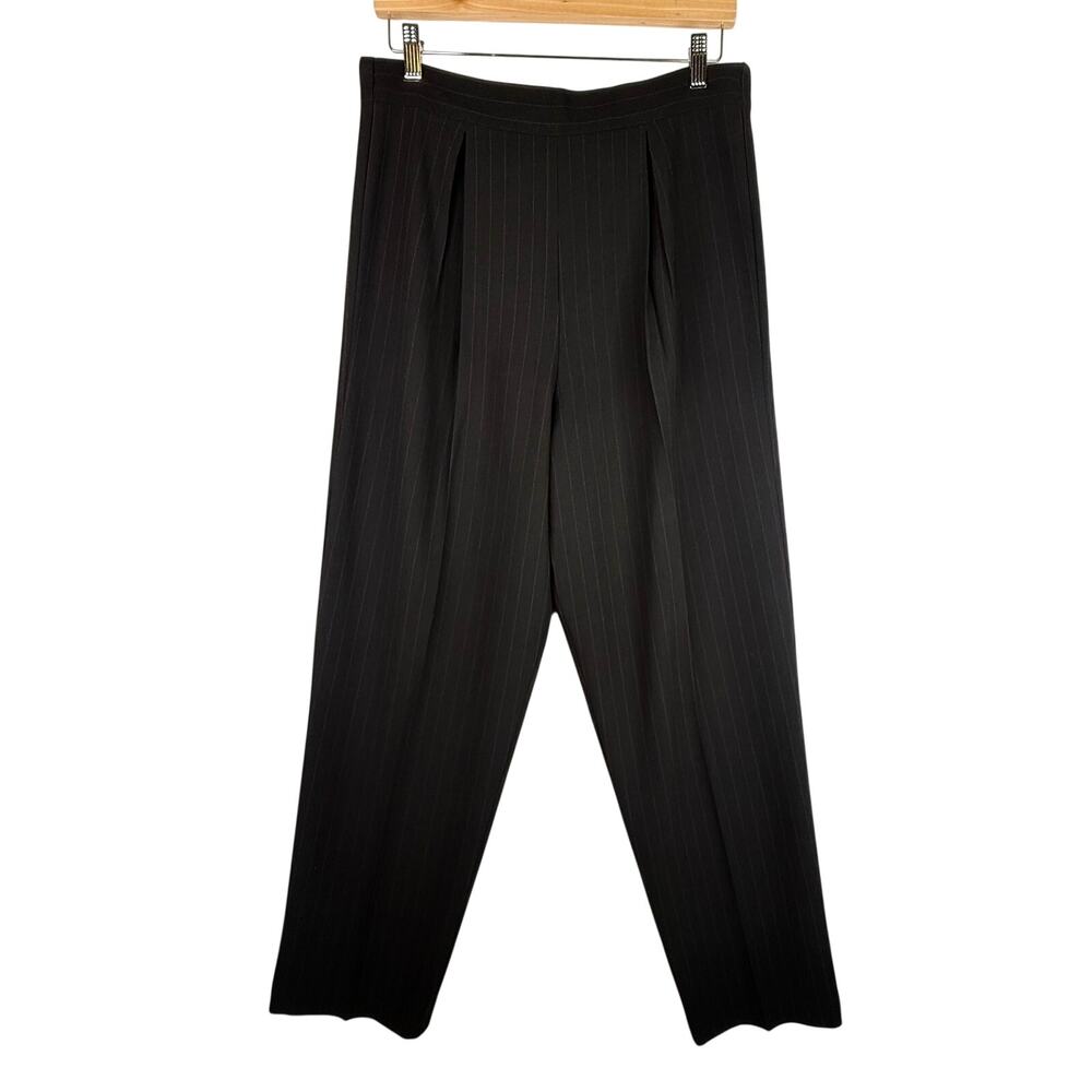 Vintage Perceptions Black & Red Pinstripe Pleated Trousers Size 10
